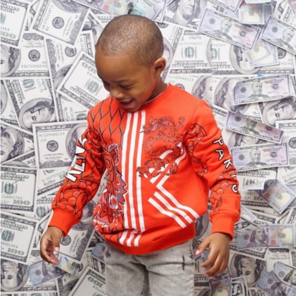 Kenzo Kids Orange Cotton Japanese Dragon Sweatshirt. Size:8, Color: Orange.